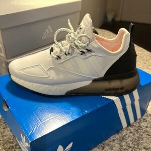 Men’s Adidas ZX 2K Boost size 8.5. White leather. Only worn once